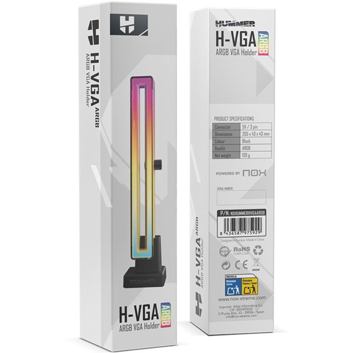 NOX Hummer H-VGA ARGB Soporte para Tarjeta Gráfica Negro NOX Hummer H-VGA ARGB Soporte para Tarjeta Gráfica Negro